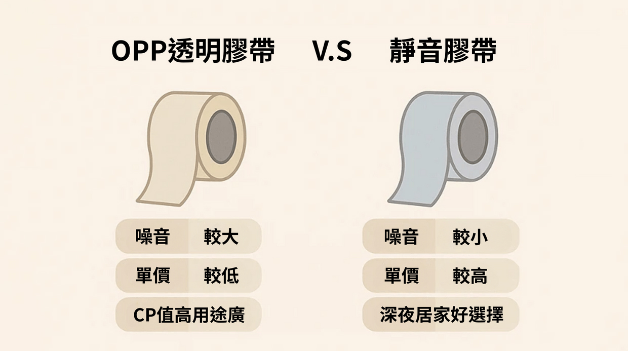 OPP透明膠帶 vs. 靜音膠帶